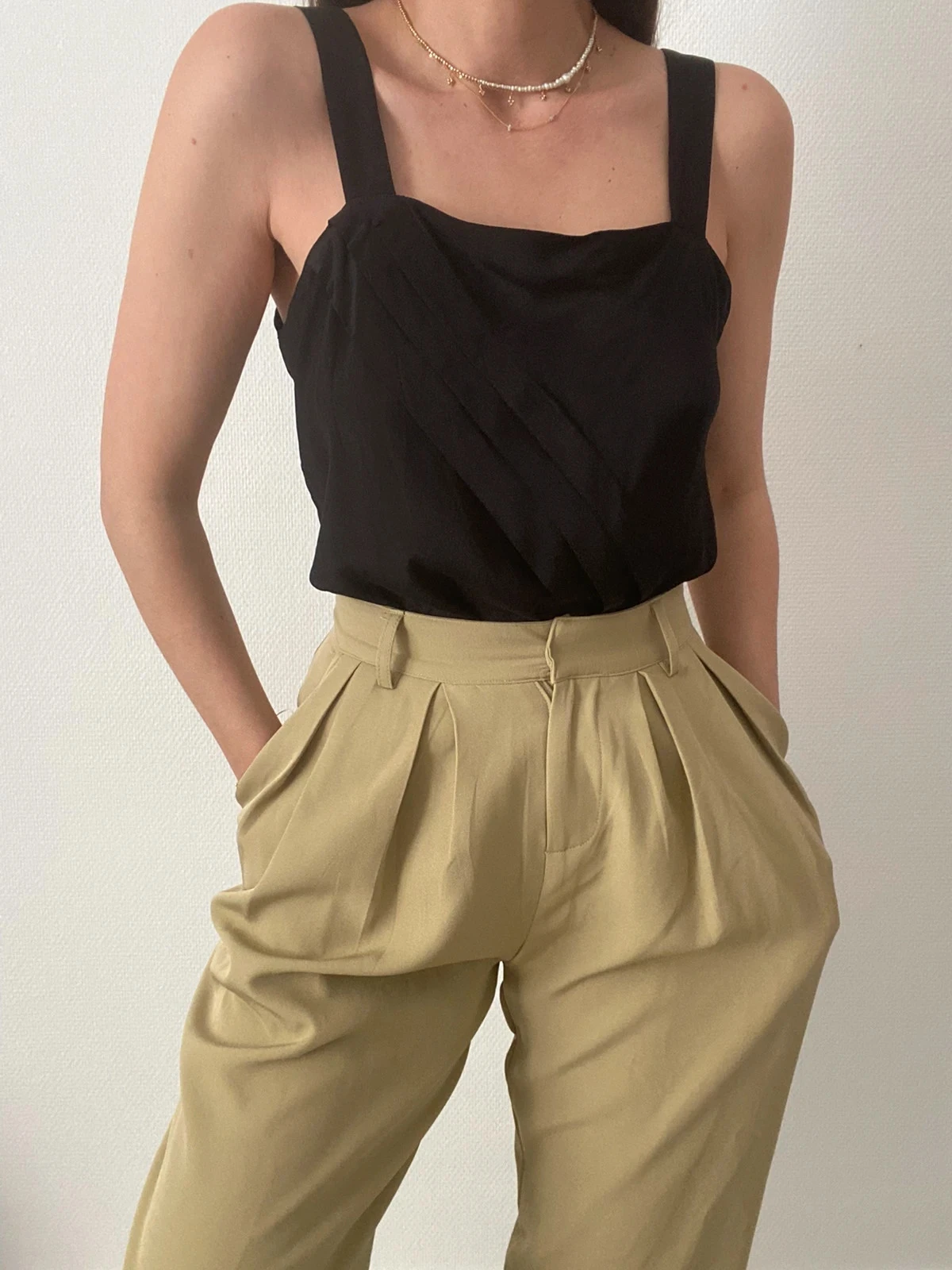 🌺Top à bretelles style rétro avec plis